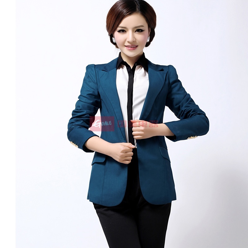 2013<em>女式春装</em>新款小西装OL通勤褶皱泡泡袖中
