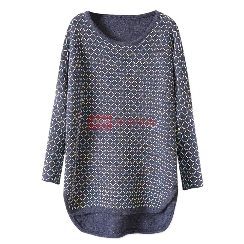 彩色<em>编织圆下摆</em>2013秋冬新款<em>套头</em>女大码宽松